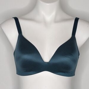Victoria's Secret Blue Satin Lined Demi Bra 34C